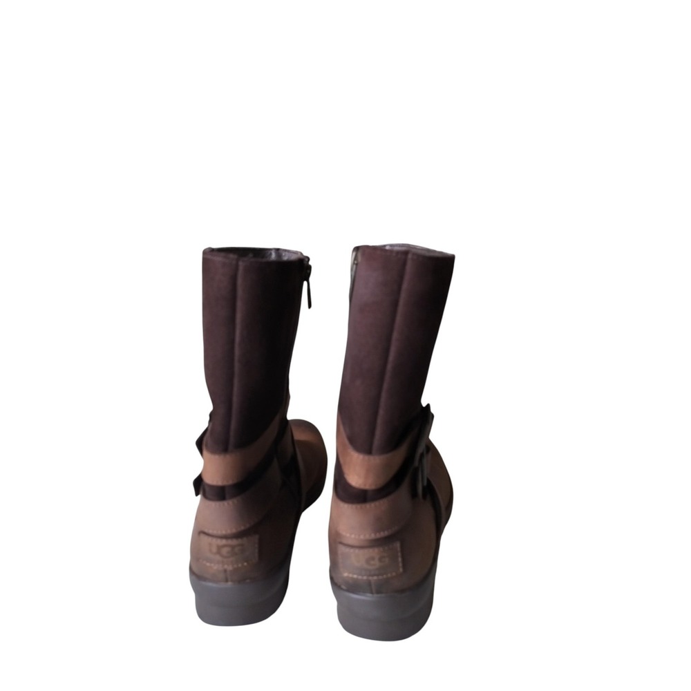 UGG Women's Brown Lorna Waterproof Multi-textured Uppers Leather Boots Size 7 - Picture 6 of 10